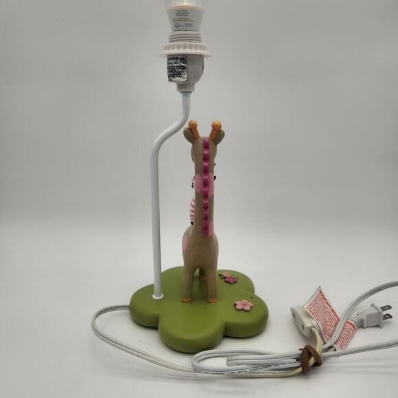 Kids Line Safari Theme Table Lamp Giraffe Monkey Pink Hippo Pink & Green Nursery - Picture 5 of 11
